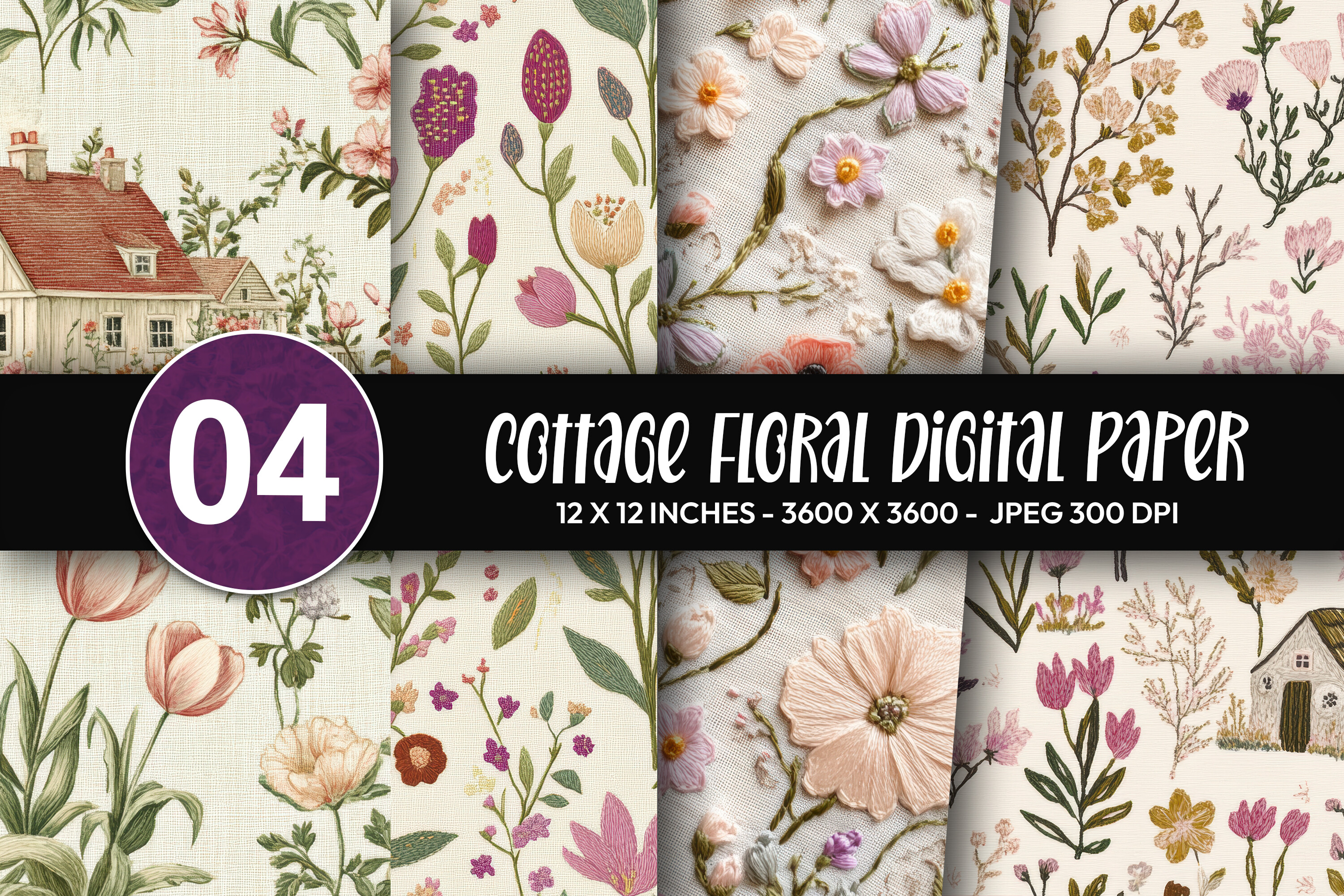 Cottage Floral Digital Paper