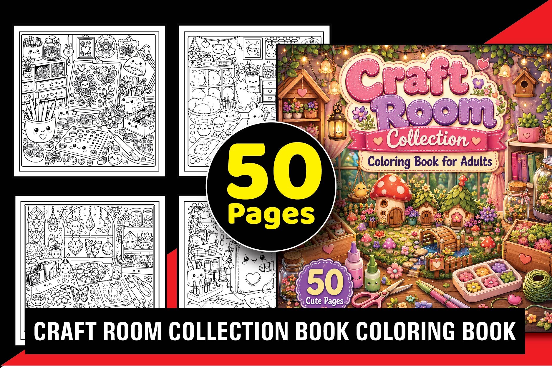 Cozy Craft Room Coloring Book for Adults