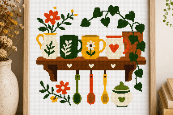 Cozy Craft Workspace Cross Stitch
