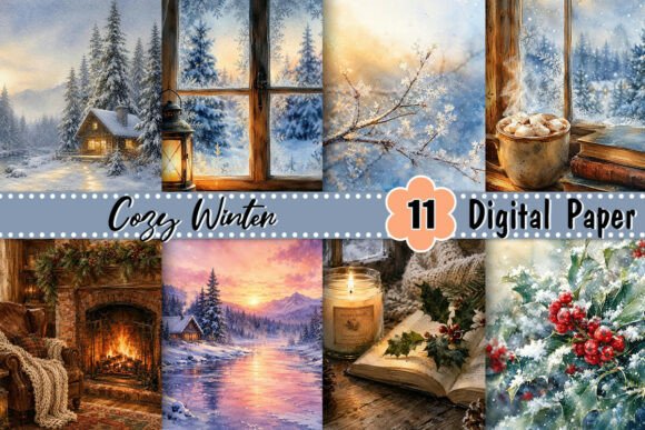 Cozy Winter Watercolor Background