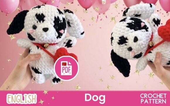 Crochet Dog with Heart Bag / PDF Toy