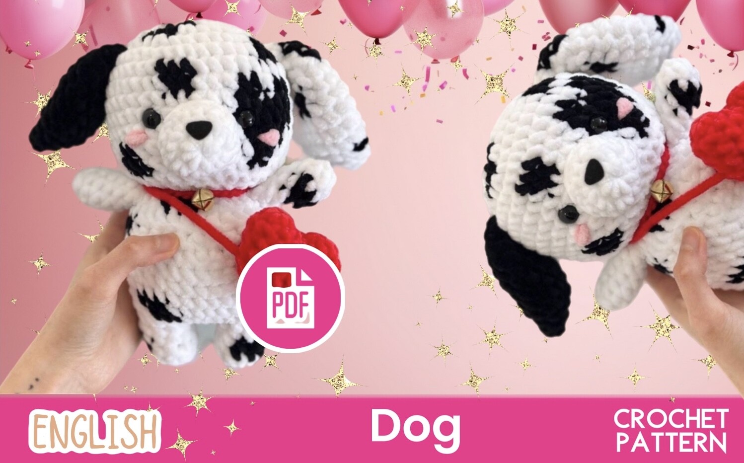 Crochet Dog with Heart Bag / PDF Toy