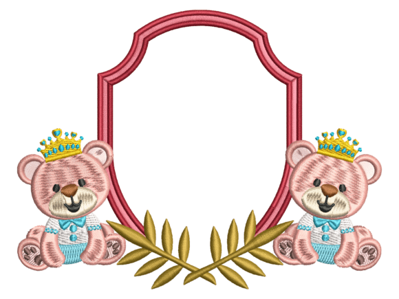 Crowned Twin Teddy Bear Embroidery Frame
