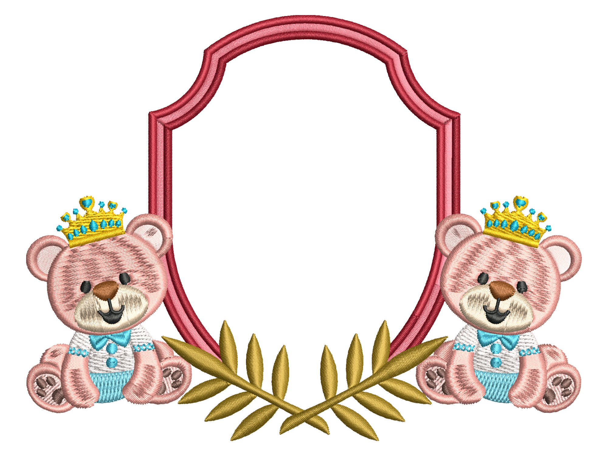 Crowned Twin Teddy Bear Embroidery Frame
