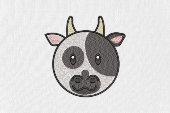 Cute Cow Face Embroidery