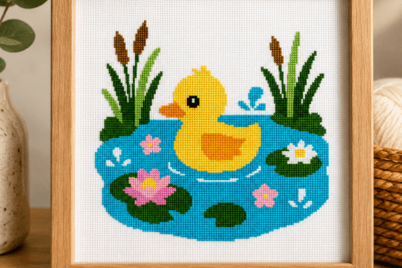 Cute Duck Pond Cross Stitch Pattern