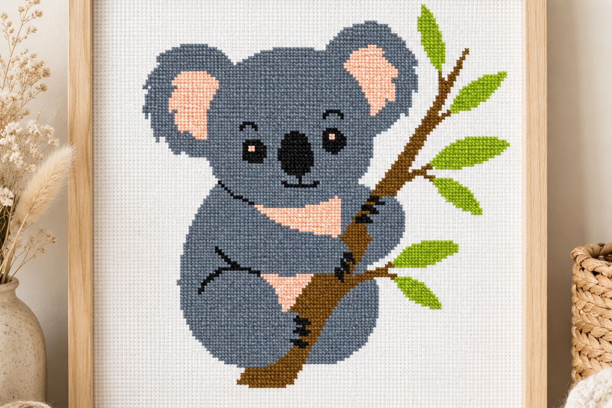 Cute Koala Eucalyptus Cross Stitch