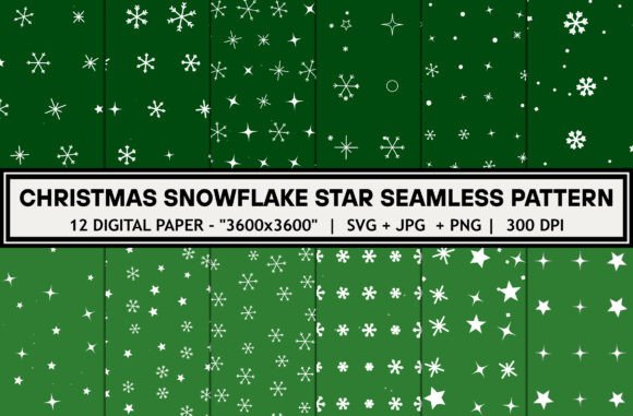 Green Christmas Snowflake Pattern Bundle