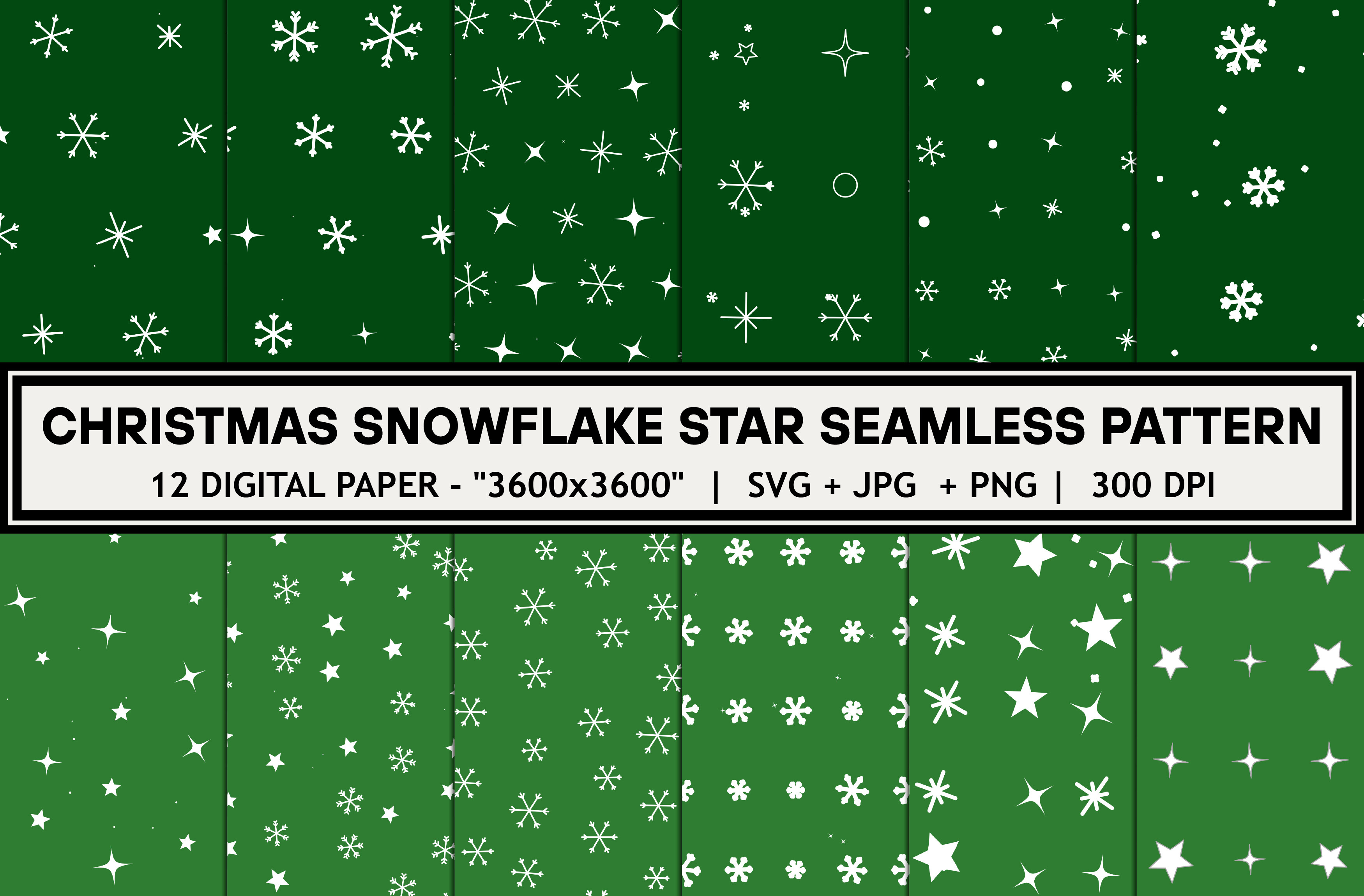 Green Christmas Snowflake Pattern Bundle