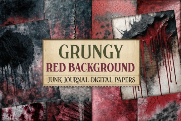 Grungy Red Background Junk Journal Paper