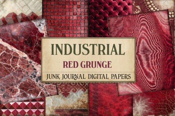 Industrial Red Grunge Paper Junk Journal