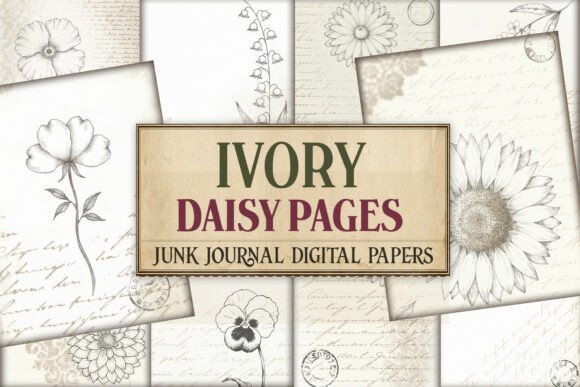 Ivory Daisy Pages Junk Journal Pages