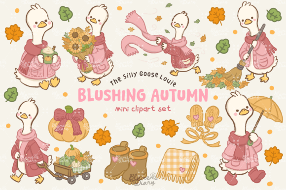 Kawaii Silly Goose Autumn Clipart