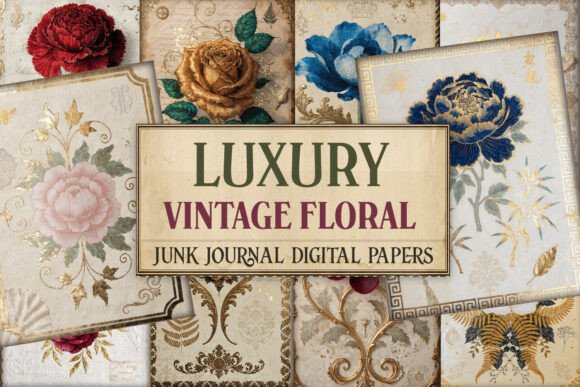 Luxury Vintage Floral Junk Journal Pages