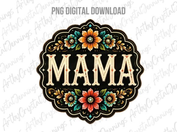 Mama Floral Vintage Retro Mom PNG