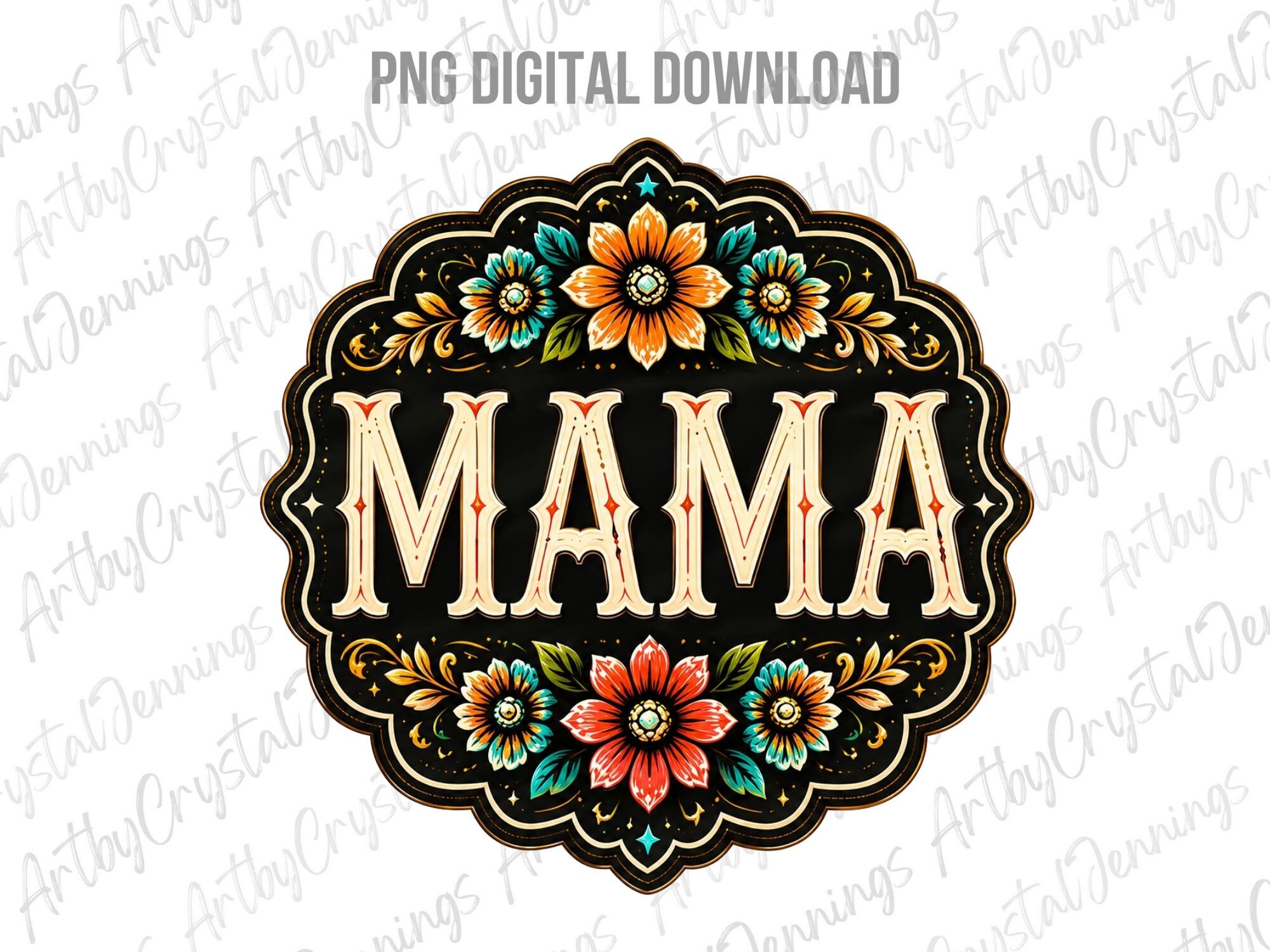 Mama Floral Vintage Retro Mom PNG