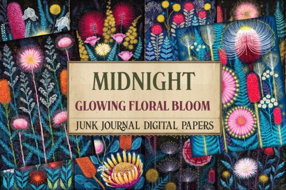 Midnight Glowing Floral Bloom Junk Journ