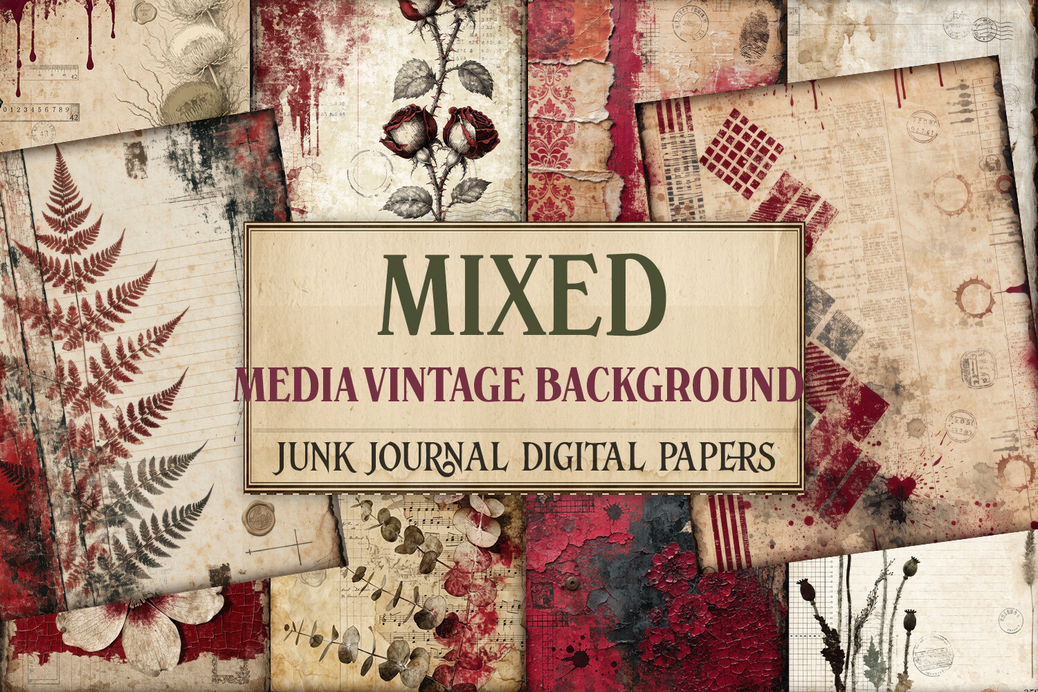 Mixed Media Vintage Junk Journal Pages