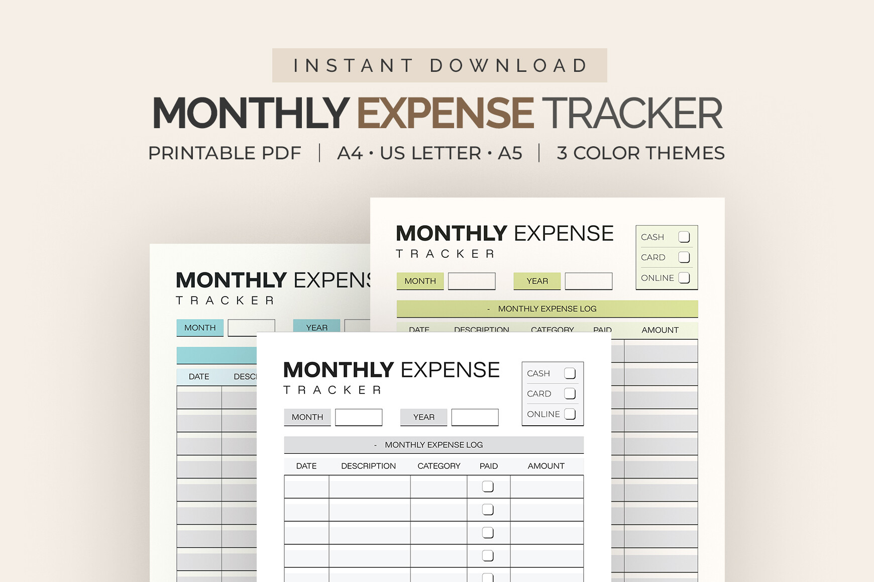 Monthly Expense Tracker Printable