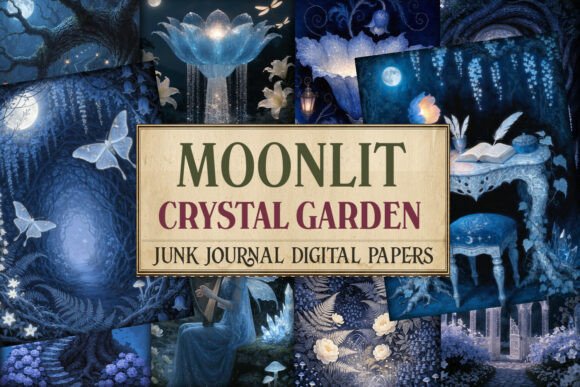 Moonlit Crystal Garden Junk Journal Page