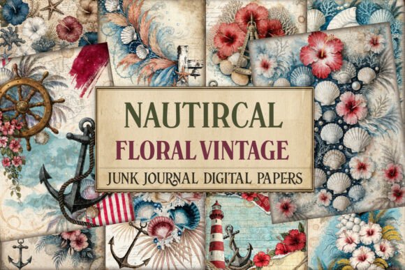 Nautical Floral Vintage Junk Journal