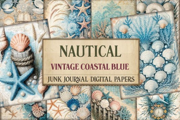 Nautical Vintage Coastal Blue Pages