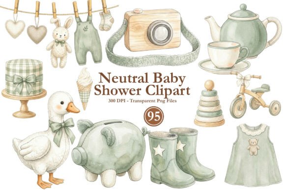Neutral Baby Shower Clipart PNG