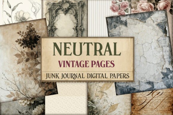 Neutral Vintage Pages Junk Journal Paper