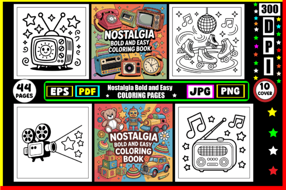 Nostalgia Bold and Easy Coloring Pages
