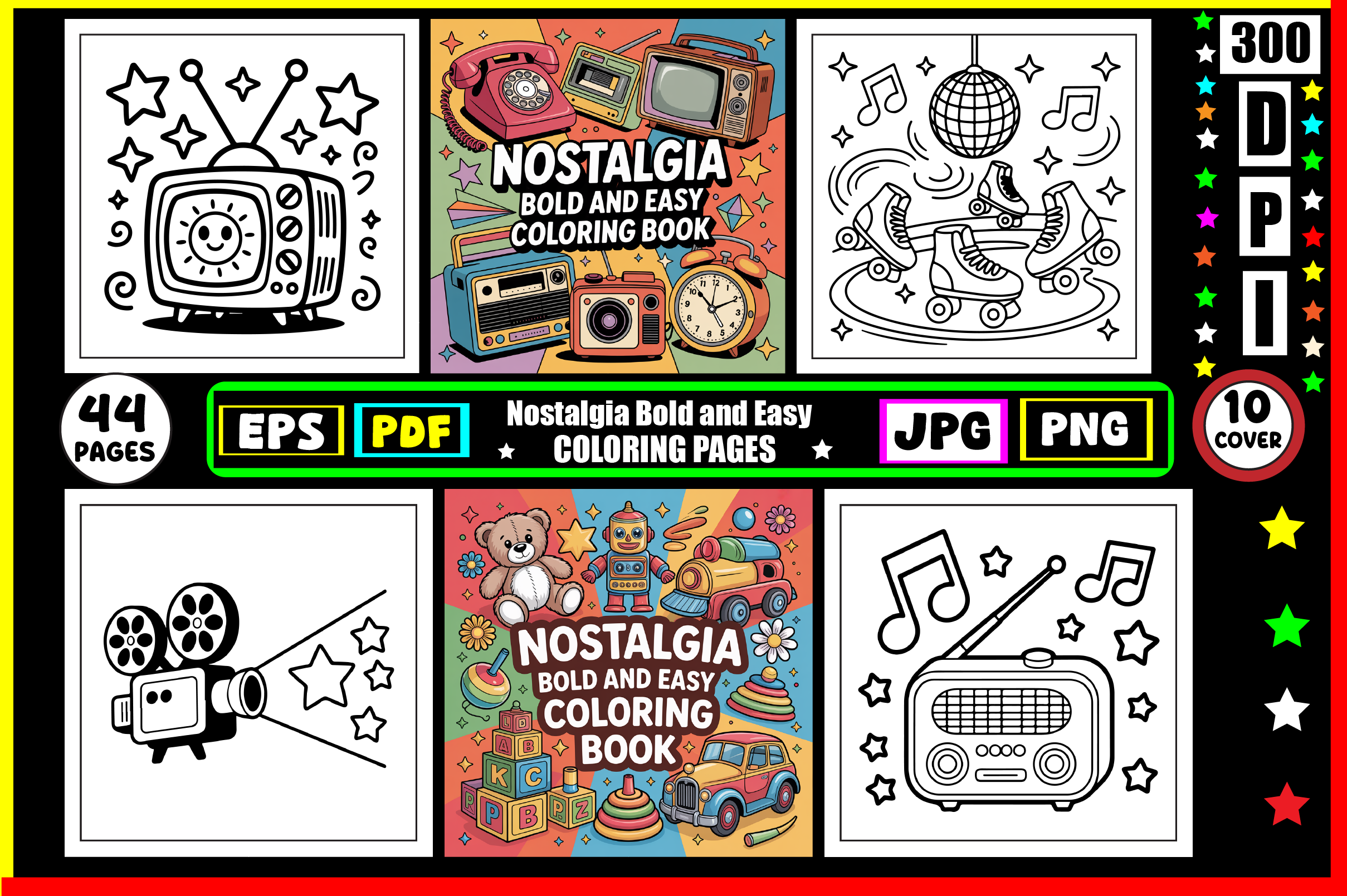 Nostalgia Bold and Easy Coloring Pages