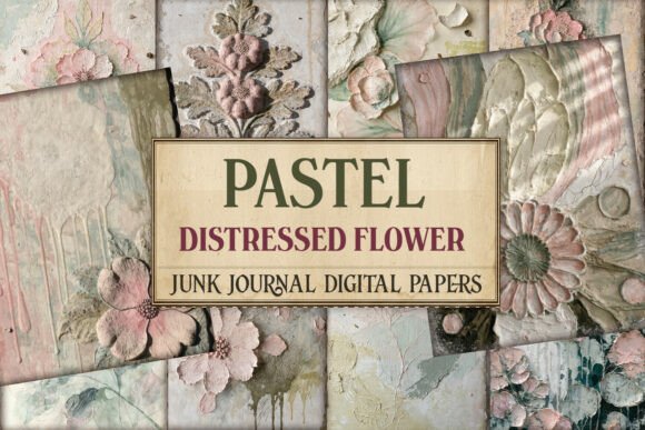 Pastel Distressed Flower Junk Journal