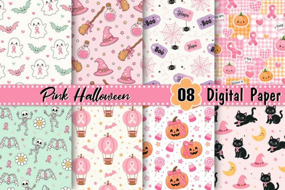 Pink Halloween October Digital Paper