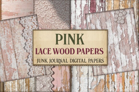 Pink Lace Wood Papers Junk Journal Paper