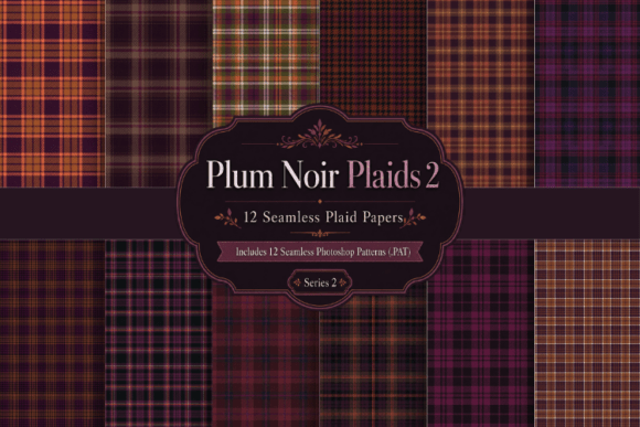 Plum Noir Plaid 2 Seamless Patterns