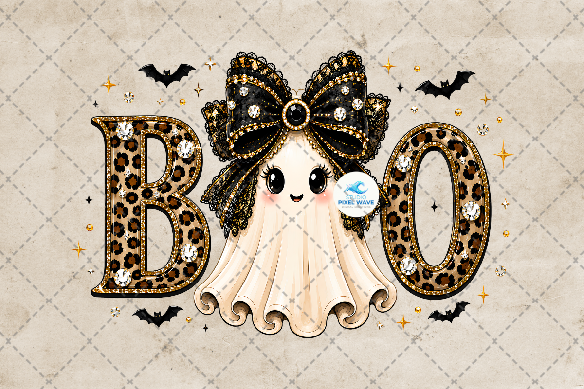 Preppy Coquette Ghost Boo Png