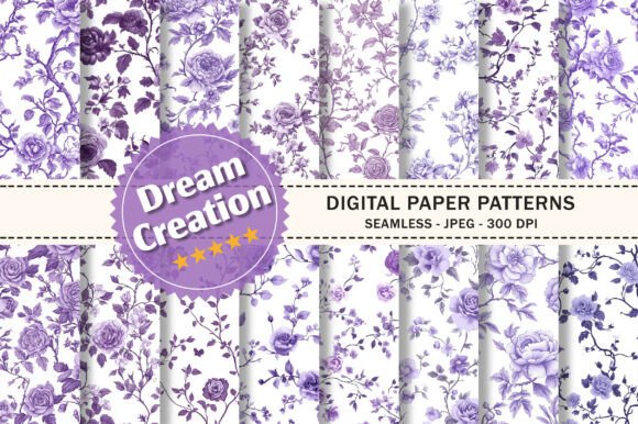 Purple Toile De Jouy Digital Paper