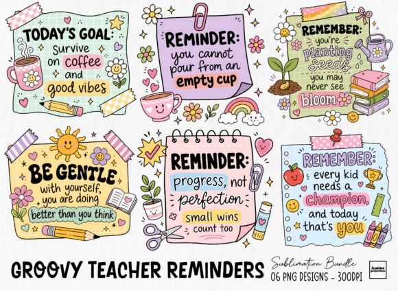 Retro Teacher Positive Reminders Bundle