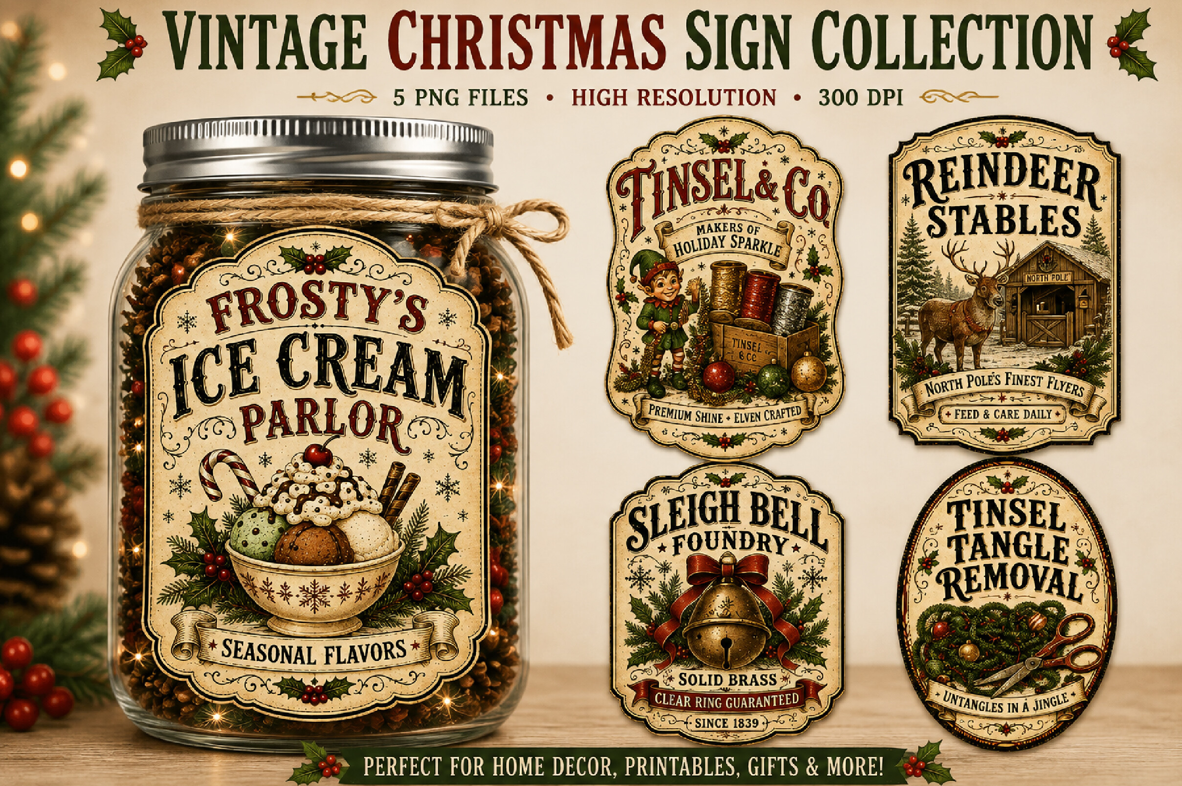 Rustic Christmas Label Sign PNG