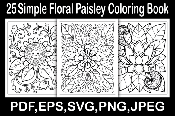 Simple Floral Paisley Coloring Book