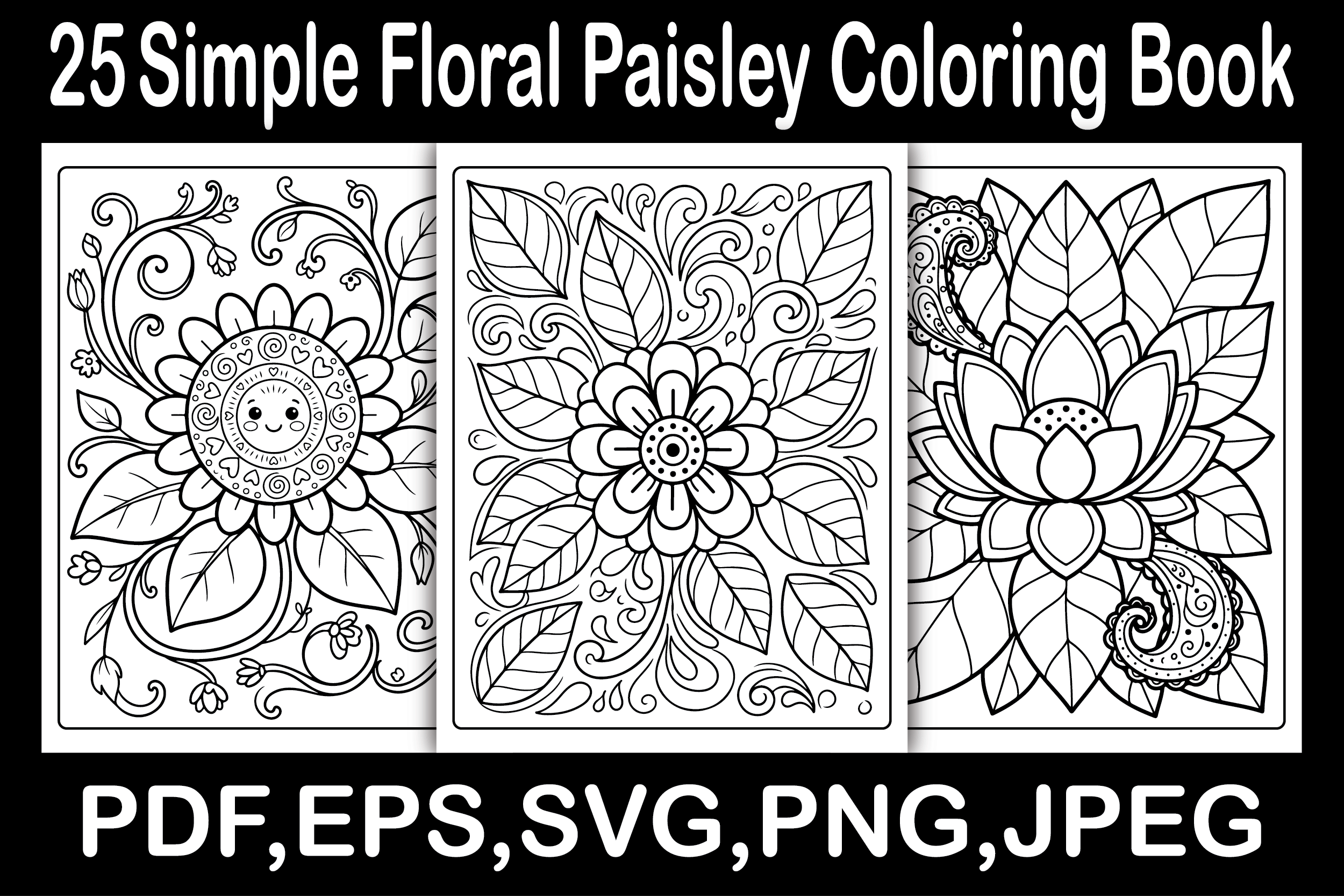 Simple Floral Paisley Coloring Book