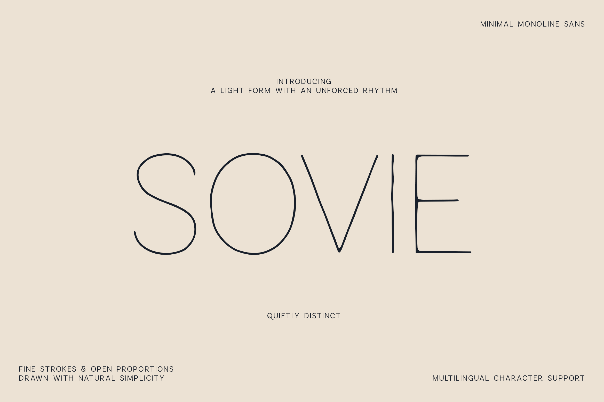 Sovie font preview - modern minimalist sans-serif