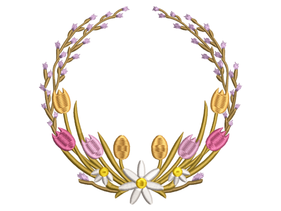 Spring Tulip and Daisy Floral Wreath
