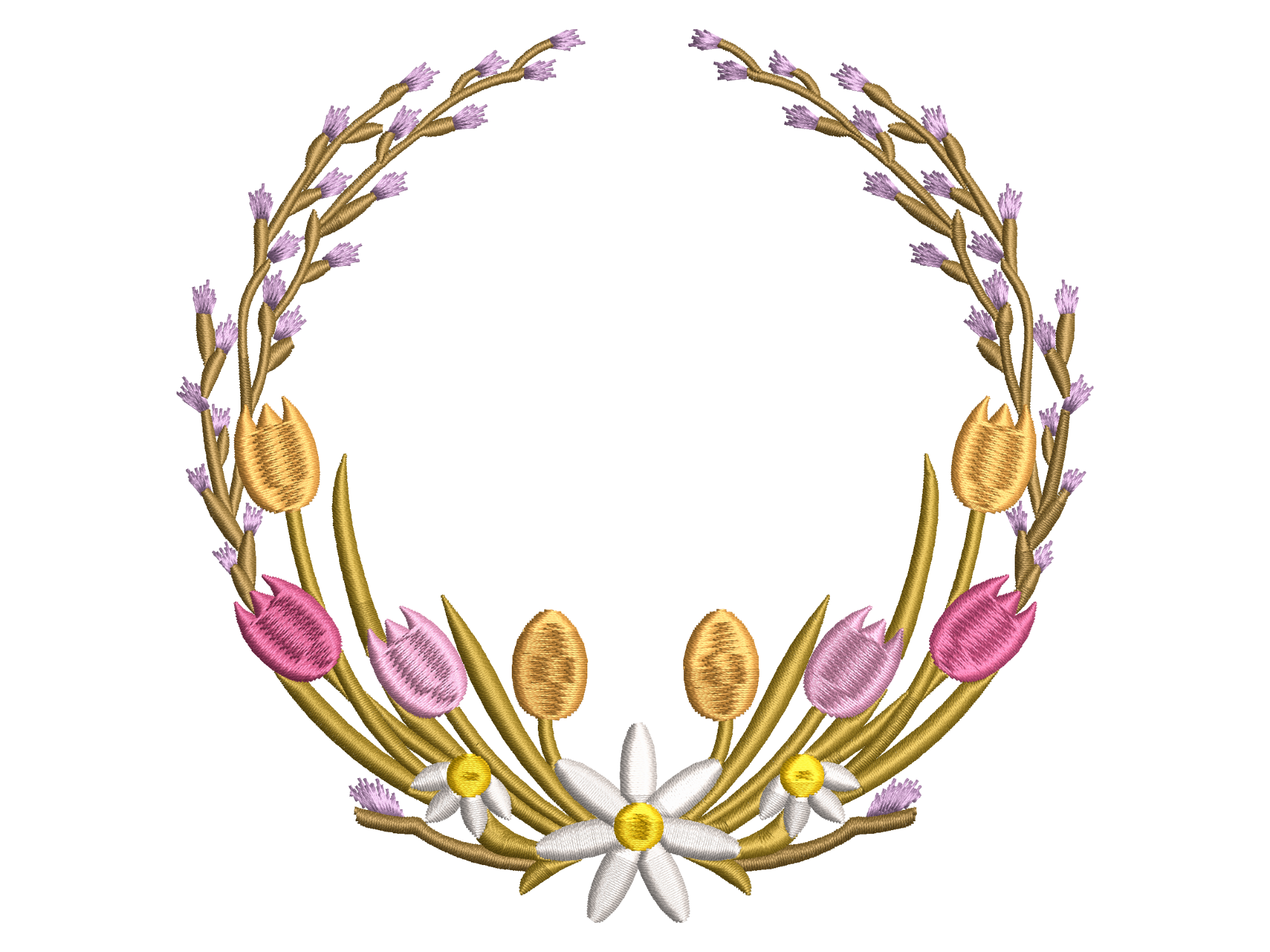 Spring Tulip and Daisy Floral Wreath