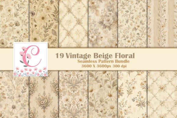 Vintage Beige Floral Seamless Pattern