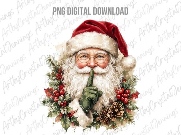 Vintage Christmas Santa Claus PNG Gráfico Ilustraciones Imprimibles Por ArtbyCrystalJennings