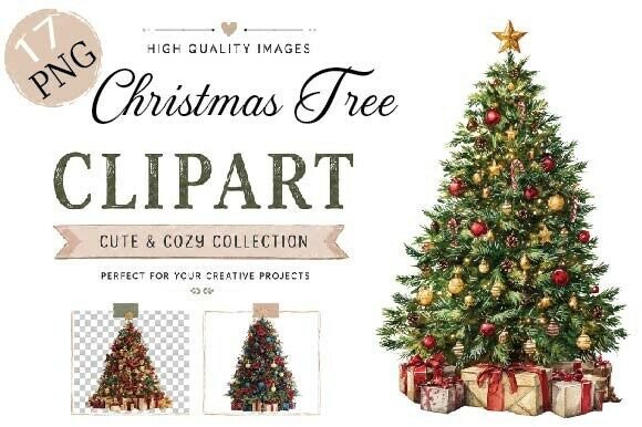 Vintage Christmas Tree Clipart