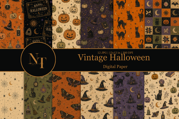 Vintage Halloween Digital Paper
