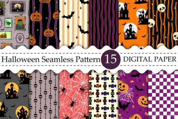 Vintage Halloween Seamless Patterns