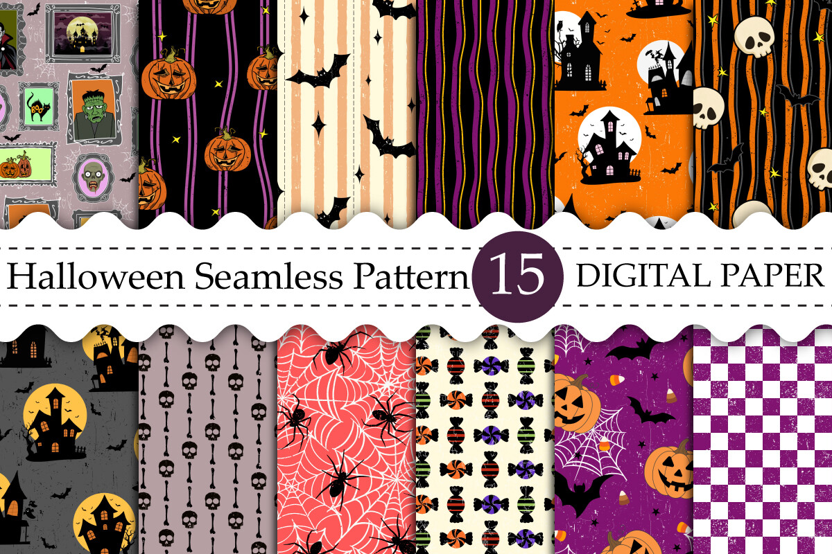 Vintage Halloween Seamless Patterns