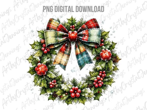 Watercolor Christmas Wreath Patchwork